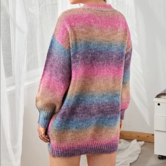Plus size color block Ombre sweater - Picture 2 of 4